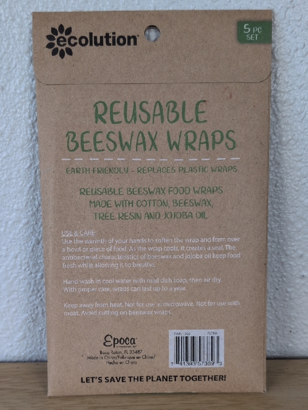 Ecolution Reusable Beeswax Wraps 5 pc Set - Picture 4 of 6